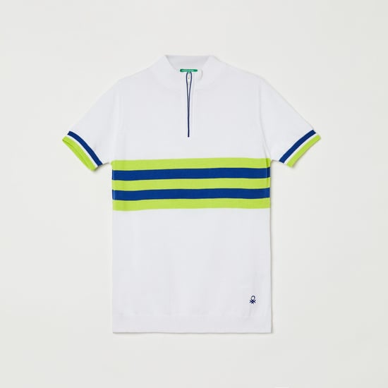 UNITED COLORS OF BENETTON Boys Striped Zip-Closure Sweater