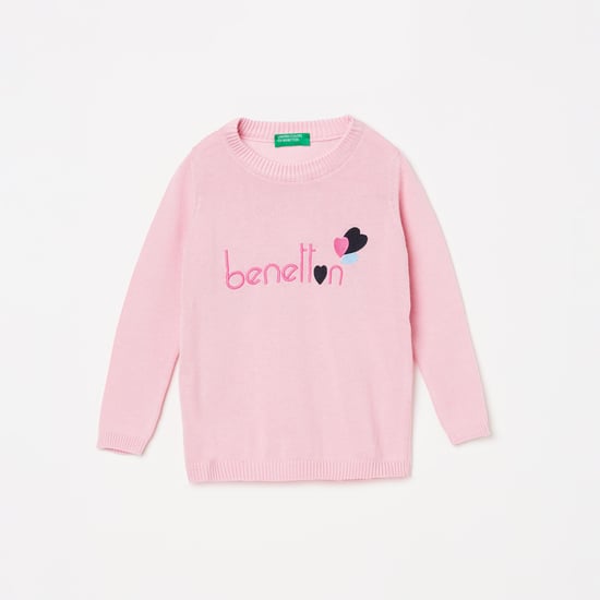 UNITED COLORS OF BENETTON Girls Textured Full Sleeves Sweater
