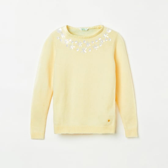 BOSSINI Girls Sequinned Textured Sweater