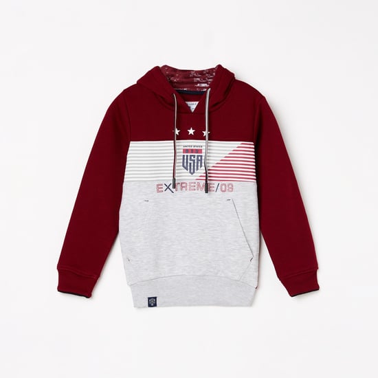MONTE CARLO Boys Printed Colourblock Hoodie