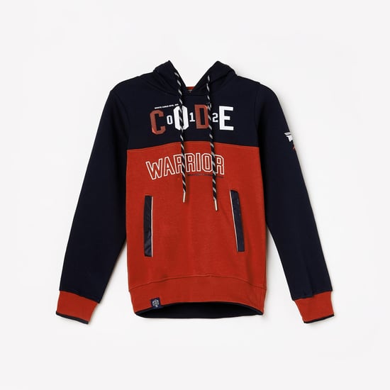 MONTE CARLO Boys Typographic Print Colourblock Hoodie
