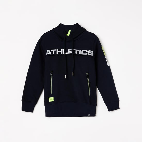 MONTE CARLO Boys Printed Full Sleeves Hooded Sweatshirt