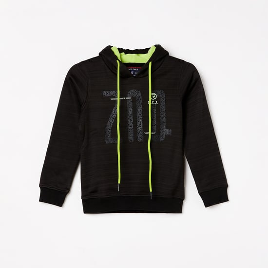 MONTE CARLO Boys Typographic Print Textured Hoodie