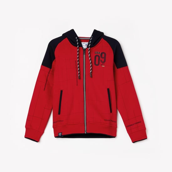 MONTE CARLO Boys Printed Full Sleeves Hooded Sweatshirt