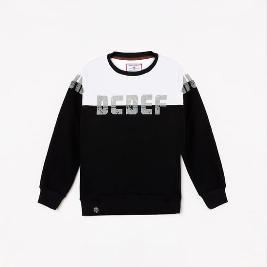MONTE CARLO Boys Typographic Print Colourblock Sweatshirt