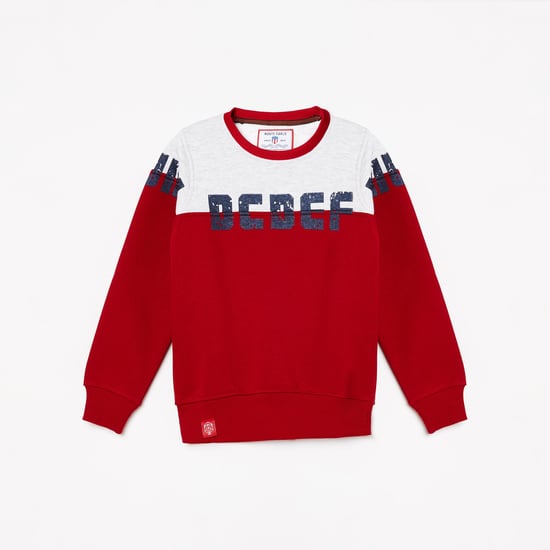MONTE CARLO Boys Typographic Print Colourblock Sweatshirt