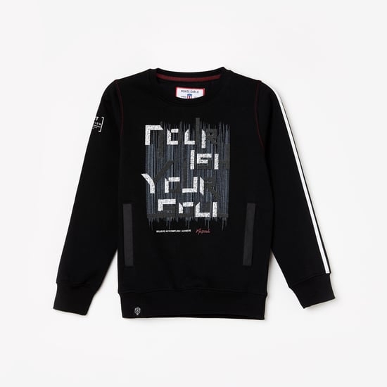 MONTE CARLO Boys Typographic Print Full Sleeves Sweatshirt