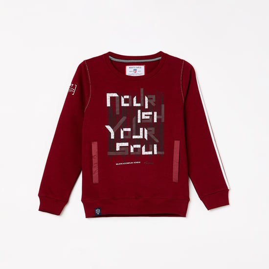 MONTE CARLO Boys Typographic Print Full Sleeves Sweatshirt