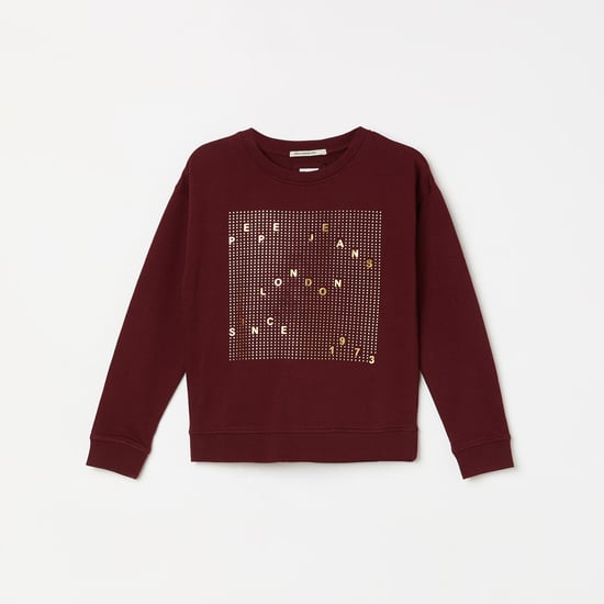 PEPE JEANS Girls Printed Full Sleeves Sweatshirt