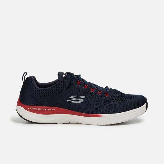 SKECHERS Men Mesh Panelled Lace-Up Sports Shoes