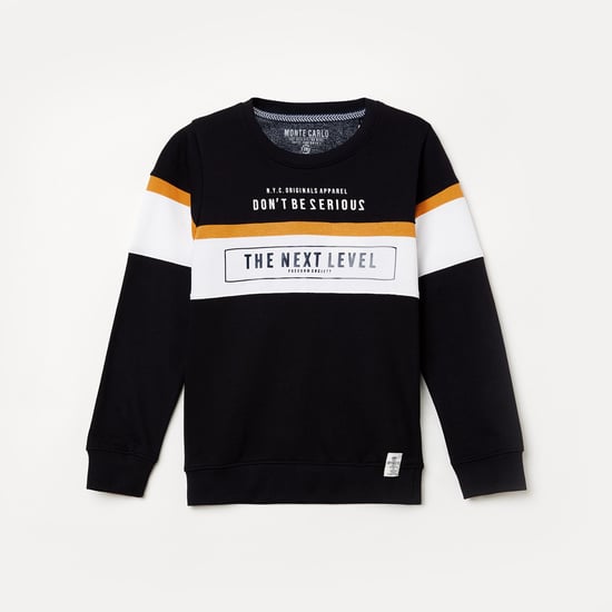 MONTE CARLO Boys Typographic Print Colourblock Sweatshirt