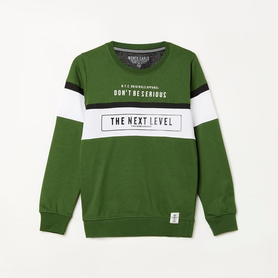 MONTE CARLO Boys Typographic Print Colourblock Sweatshirt