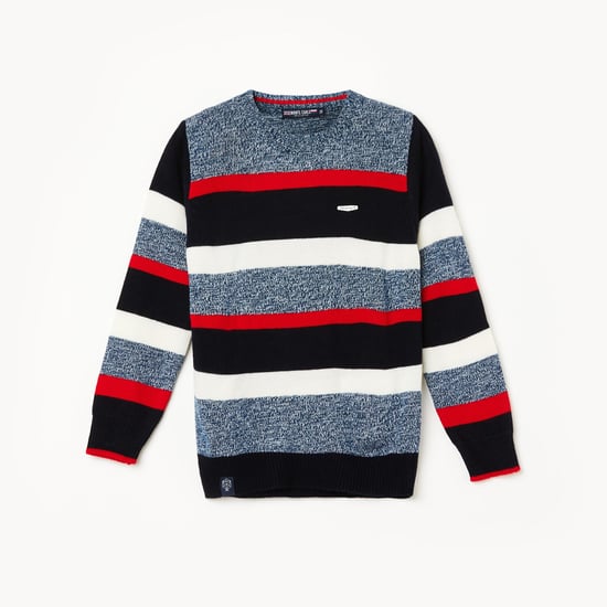 MONTE CARLO Boys Striped Crew Neck Sweater