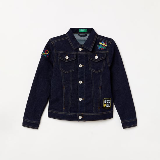 UNITED COLORS OF BENETTON Boys Solid Full Sleeves Denim Jacket