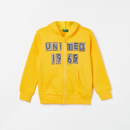 UNITED COLORS OF BENETTON Boys Printed Full Sleeves Hooded Sweatshirt