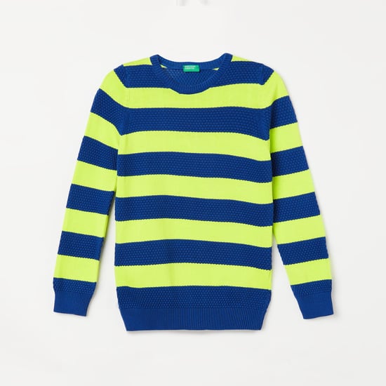 UNITED COLORS OF BENETTON Boys Striped Crew-Neck Sweater