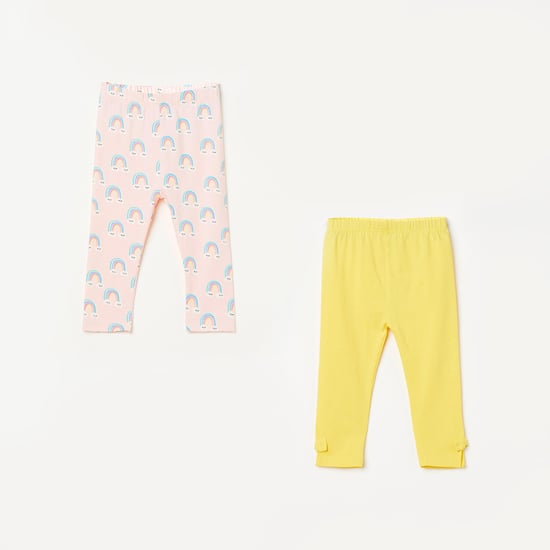 JUNIORS Girls Elasticated Leggings - Set of 2 Pcs