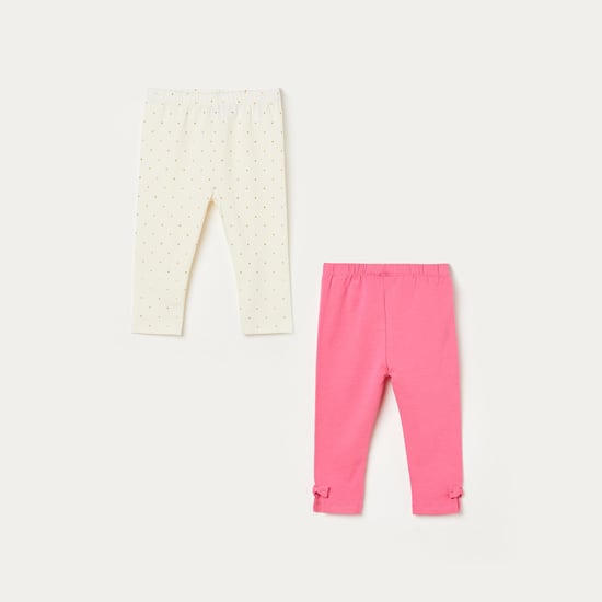 JUNIORS Girls Elasticated Leggings - Set of 2 Pcs