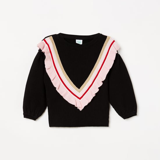 FS MINI KLUB Girls Textured Full Sleeves Sweater