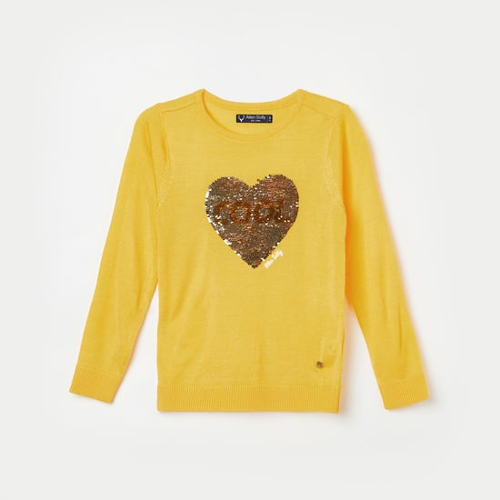 ALLEN SOLLY Sequinned Pullover with Ribbed Hems