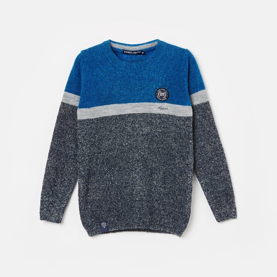 MONTE CARLO Boys Colourblocked Full Sleeves Sweater
