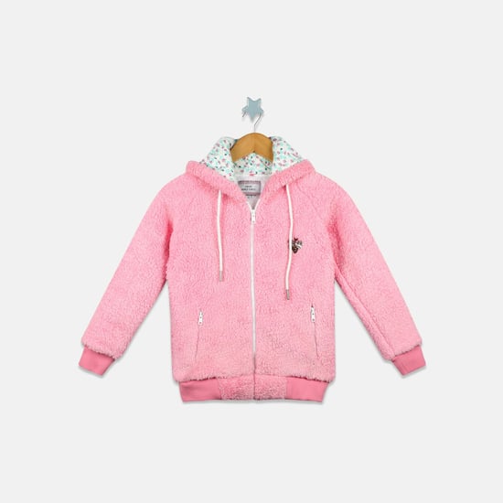 MONTE CARLO Girls Textured Full Sleeves Hooded Jacket