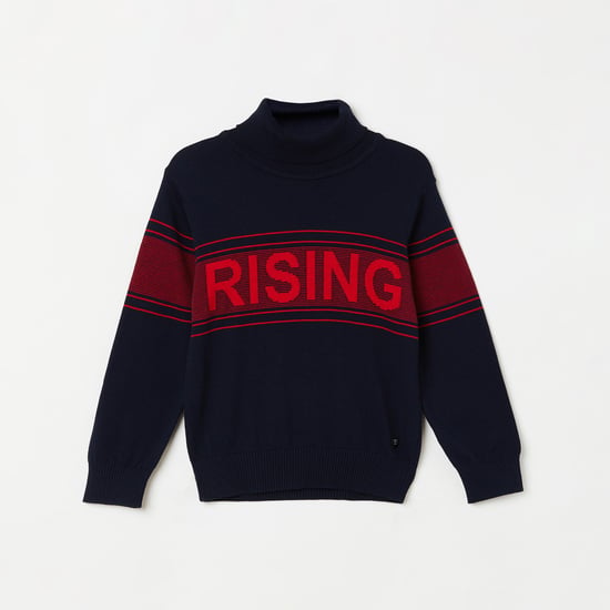 STATUS QUO Boys Jacquard Pattern High-Neck Sweater