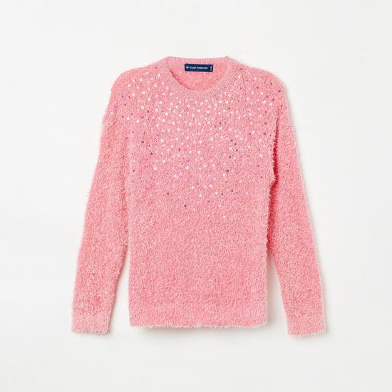 FAME FOREVER YOUNG Girls Sequinned Round Neck Sweater