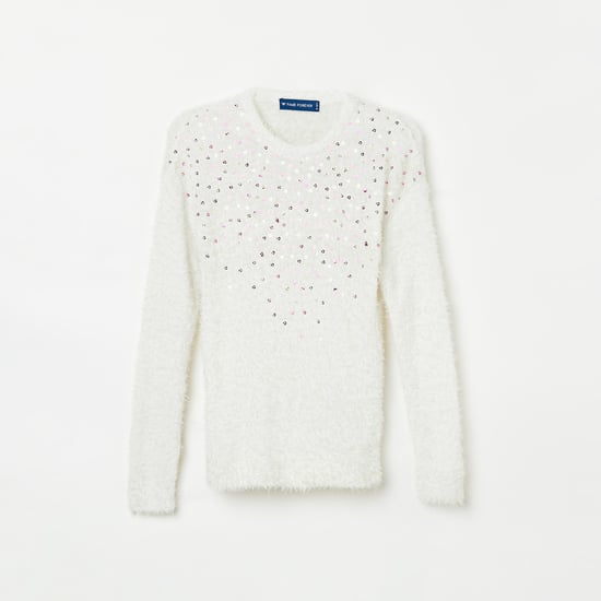 FAME FOREVER YOUNG Girls Sequinned Round Neck Sweater