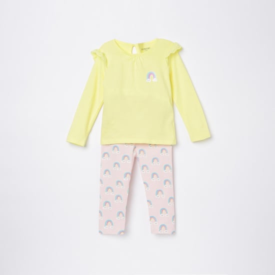 JUNIORS Girls Printed Top with Elasticated Pants
