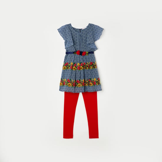 PEPPERMINT Girls Printed Tunic with Solid Leggings