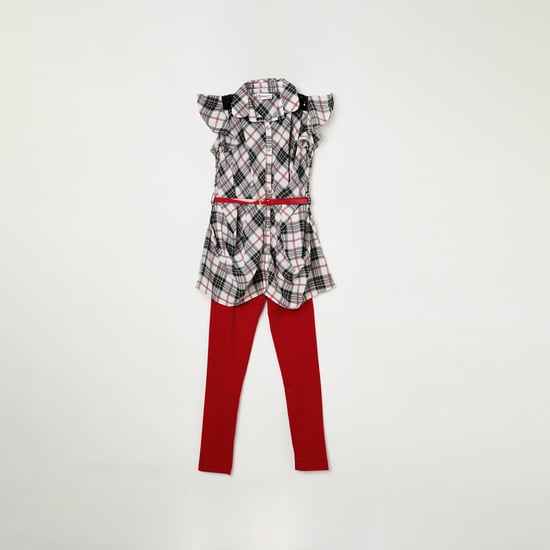 PEPPERMINT Girls Checked Tunic with Solid Leggings