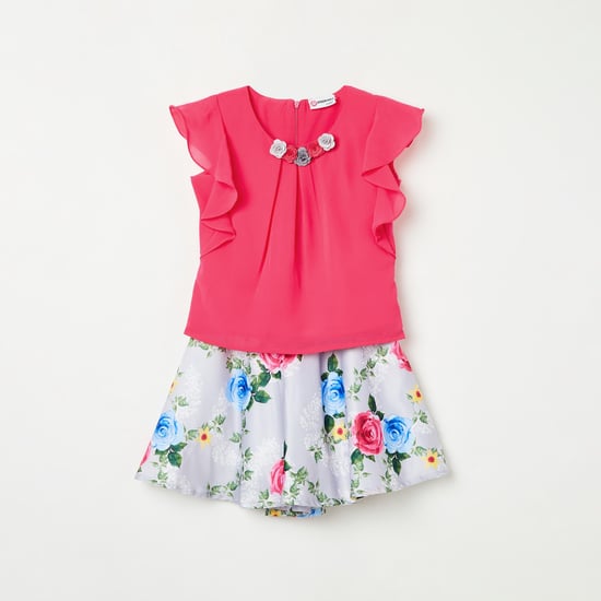 PEPPERMINT Girls Top with Printed Skirt