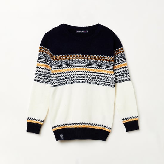 MONTE CARLO Boys Patterned Knit Colourblock Pullover