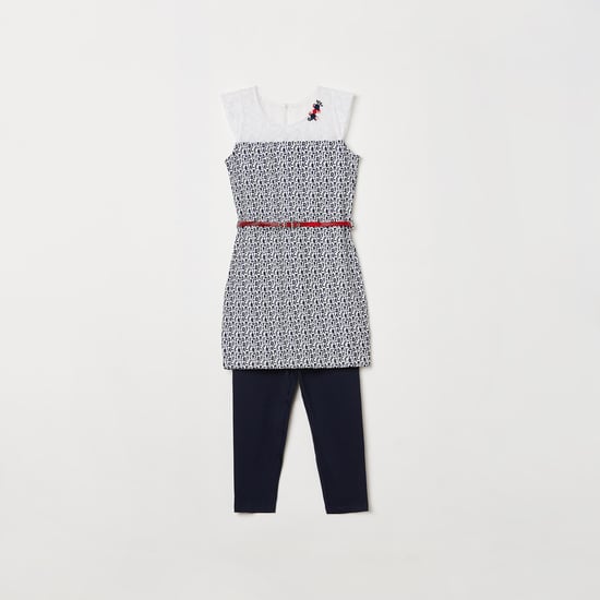 PEPPERMINT Girls Printed Tunic with Leggings and Belt