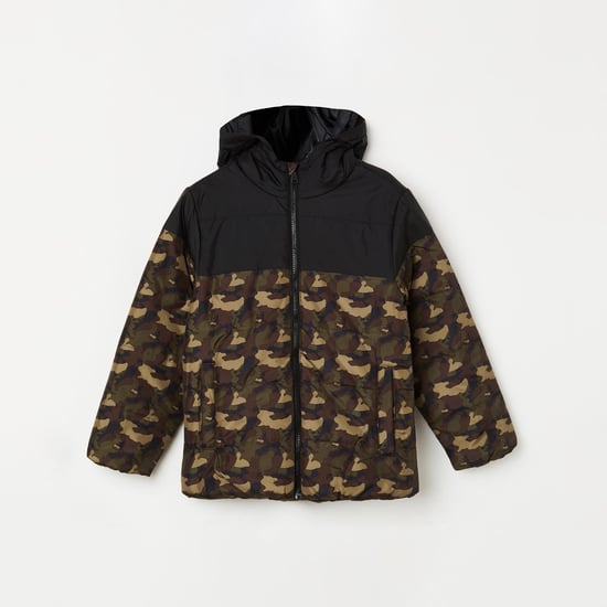 UNITED COLORS OF BENETTON Boys Camouflage Print Hooded Puffer Jacket