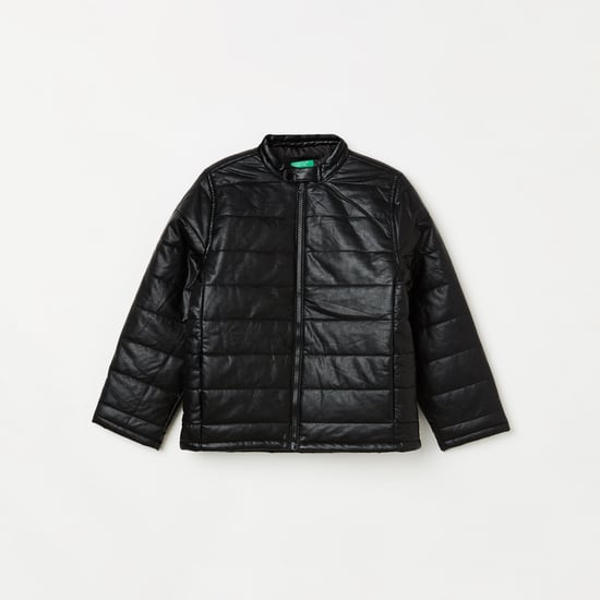 UNITED COLORS OF BENETTON Boys Textured Zip-Front Puffer Jacket