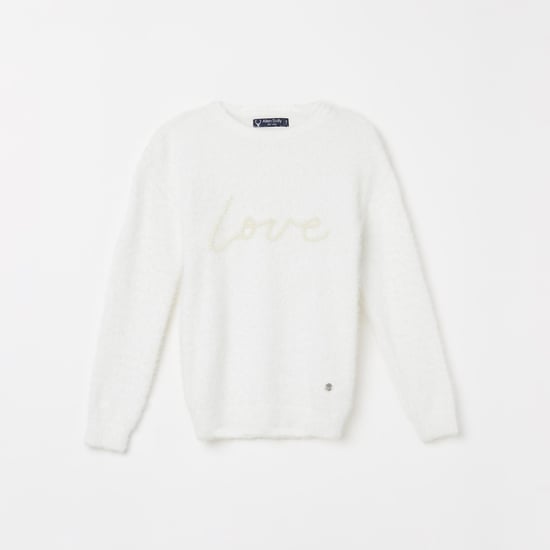 ALLEN SOLLY Girls Embellished Full Sleeves Sweater