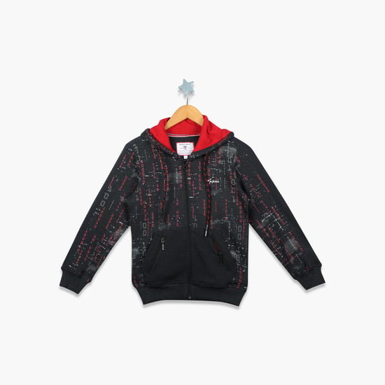 MONTE CARLO Boys Printed Zip-Front Hoodie