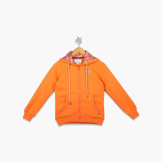 MONTE CARLO Girls Solid Zip-Front Hoodie