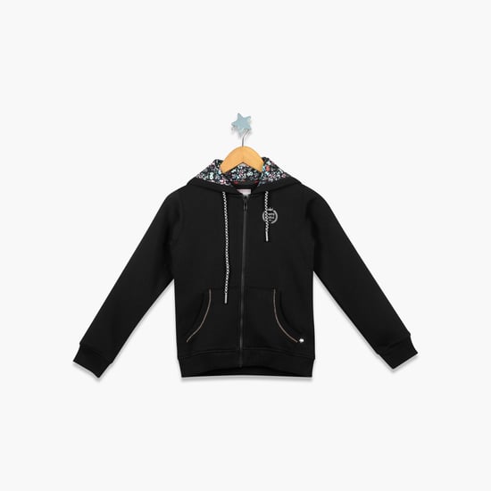 MONTE CARLO Girls Solid Zip-Front Hoodie