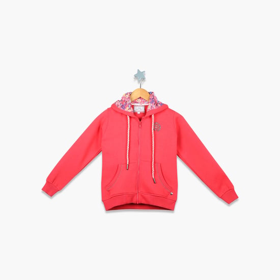 MONTE CARLO Girls Solid Zip-Front Hoodie
