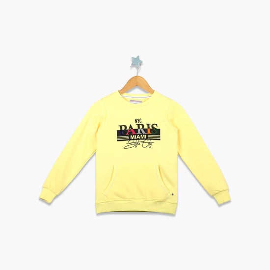 MONTE CARLO Boys Typographic Print Sweatshirt with Kangaroo Pockets
