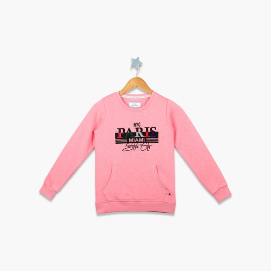 MONTE CARLO Boys Typographic Print Sweatshirt with Kangaroo Pockets