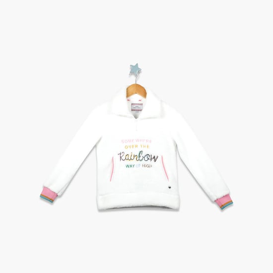 MONTE CARLO Girls Typographic Print Sweatshirt with Insert Pockets