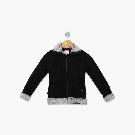 MONTE CARLO Girls Textured Zip-Front Sweatshirt