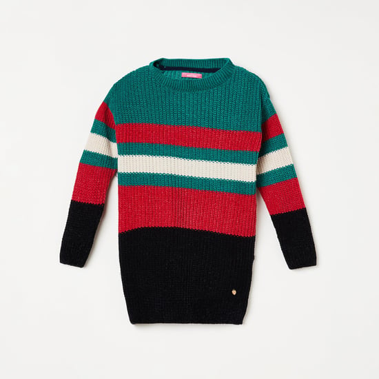 MONTE CARLO Girls Colourblocked Full Sleeves Sweater
