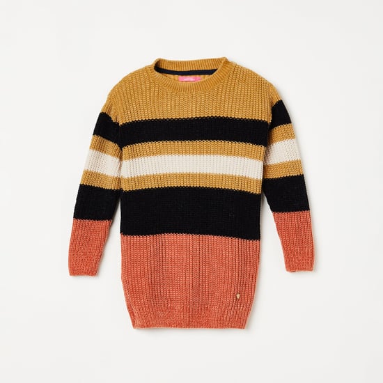 MONTE CARLO Girls Colourblocked Full Sleeves Sweater