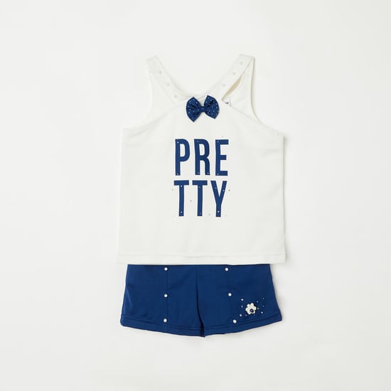 PEPPERMINT Girls Printed Halter Neck Top with Shorts