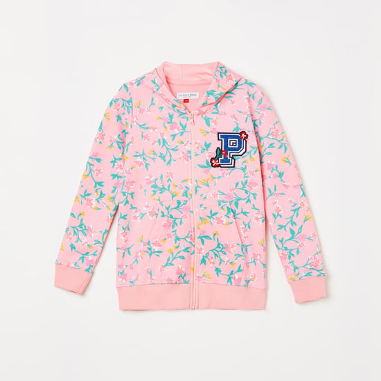 U.S. POLO ASSN KIDS Floral Print Hooded Sweatshirt